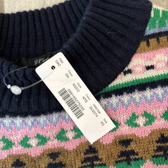 NWT J. Crew Fair Isle Cozy Multicolor Mock Neck Wool Blend Sweater Sz XS - Picture 5 of 10